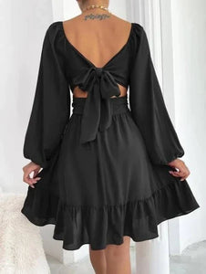 Mon Fashion Collection Women Tiered Black Dress